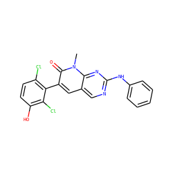 Cn1c(=O)c(-c2c(Cl)ccc(O)c2Cl)cc2cnc(Nc3ccccc3)nc21 ZINC000028331591