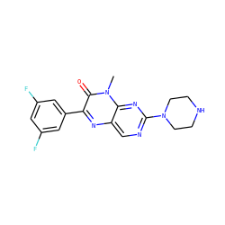 Cn1c(=O)c(-c2cc(F)cc(F)c2)nc2cnc(N3CCNCC3)nc21 ZINC000004238973