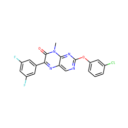 Cn1c(=O)c(-c2cc(F)cc(F)c2)nc2cnc(Oc3cccc(Cl)c3)nc21 ZINC000004238245