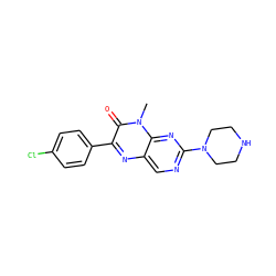 Cn1c(=O)c(-c2ccc(Cl)cc2)nc2cnc(N3CCNCC3)nc21 ZINC000004238911