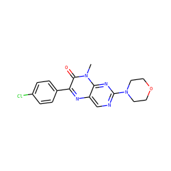 Cn1c(=O)c(-c2ccc(Cl)cc2)nc2cnc(N3CCOCC3)nc21 ZINC000004239104