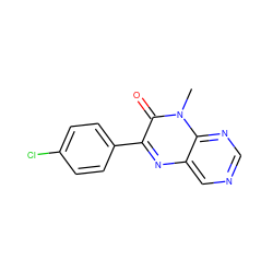 Cn1c(=O)c(-c2ccc(Cl)cc2)nc2cncnc21 ZINC000004238869