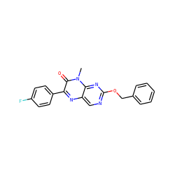 Cn1c(=O)c(-c2ccc(F)cc2)nc2cnc(OCc3ccccc3)nc21 ZINC000004238660