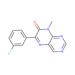 Cn1c(=O)c(-c2cccc(F)c2)nc2cncnc21 ZINC000004238590