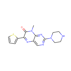 Cn1c(=O)c(-c2cccs2)nc2cnc(N3CCNCC3)nc21 ZINC000004238987