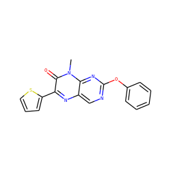 Cn1c(=O)c(-c2cccs2)nc2cnc(Oc3ccccc3)nc21 ZINC000004238452