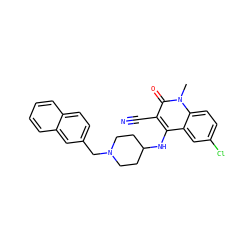 Cn1c(=O)c(C#N)c(NC2CCN(Cc3ccc4ccccc4c3)CC2)c2cc(Cl)ccc21 ZINC000036351520