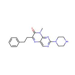 Cn1c(=O)c(CCc2ccccc2)nc2cnc(N3CCNCC3)nc21 ZINC000004238543