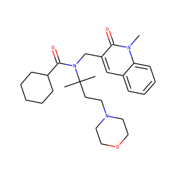 Cn1c(=O)c(CN(C(=O)C2CCCCC2)C(C)(C)CCN2CCOCC2)cc2ccccc21 ZINC000058506496
