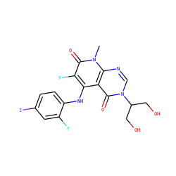 Cn1c(=O)c(F)c(Nc2ccc(I)cc2F)c2c(=O)n(C(CO)CO)cnc21 ZINC000043196552