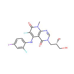 Cn1c(=O)c(F)c(Nc2ccc(I)cc2F)c2c(=O)n(C[C@H](O)CO)cnc21 ZINC000066080284