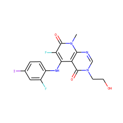 Cn1c(=O)c(F)c(Nc2ccc(I)cc2F)c2c(=O)n(CCO)cnc21 ZINC000066076515