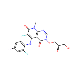 Cn1c(=O)c(F)c(Nc2ccc(I)cc2F)c2c(=O)n(OC[C@H](O)CO)cnc21 ZINC000066076624