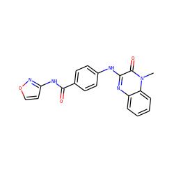 Cn1c(=O)c(Nc2ccc(C(=O)Nc3ccon3)cc2)nc2ccccc21 ZINC000013982624