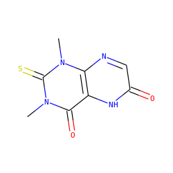 Cn1c(=O)c2[nH]c(=O)cnc2n(C)c1=S ZINC000013555221