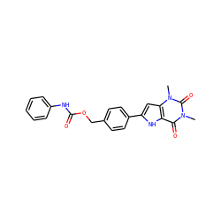 Cn1c(=O)c2[nH]c(-c3ccc(COC(=O)Nc4ccccc4)cc3)cc2n(C)c1=O ZINC000040896956