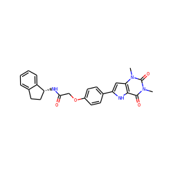 Cn1c(=O)c2[nH]c(-c3ccc(OCC(=O)N[C@@H]4CCc5ccccc54)cc3)cc2n(C)c1=O ZINC000013678789