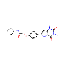 Cn1c(=O)c2[nH]c(-c3ccc(OCC(=O)NC4CCCC4)cc3)cc2n(C)c1=O ZINC000013678800