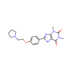 Cn1c(=O)c2[nH]c(-c3ccc(OCCN4CCCC4)cc3)nc2n(C)c1=O ZINC000103269590