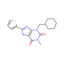 Cn1c(=O)c2[nH]c(-c3cccs3)nc2n(CC2CCCCC2)c1=O ZINC000045358592
