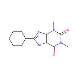 Cn1c(=O)c2[nH]c(C3CCCCC3)nc2n(C)c1=O ZINC000008581223