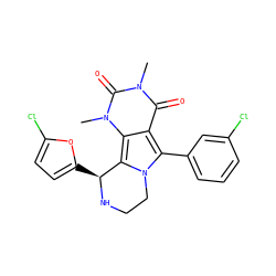 Cn1c(=O)c2c(-c3cccc(Cl)c3)n3c(c2n(C)c1=O)[C@H](c1ccc(Cl)o1)NCC3 ZINC000209533345