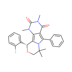 Cn1c(=O)c2c(-c3ccccc3)n3c(c2n(C)c1=O)[C@@H](c1ccccc1F)OCC3(C)C ZINC000021176228