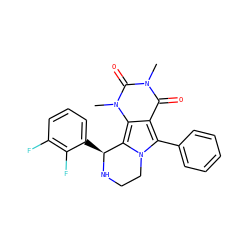 Cn1c(=O)c2c(-c3ccccc3)n3c(c2n(C)c1=O)[C@H](c1cccc(F)c1F)NCC3 ZINC000209528989