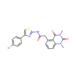 Cn1c(=O)c2c(CC(=O)Nc3nc(-c4ccc(Br)cc4)cs3)cccc2n(C)c1=O ZINC000141969170