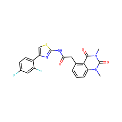 Cn1c(=O)c2c(CC(=O)Nc3nc(-c4ccc(F)cc4F)cs3)cccc2n(C)c1=O ZINC000117161769