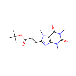 Cn1c(=O)c2c(nc(/C=C/C(=O)OC(C)(C)C)n2C)n(C)c1=O ZINC000013832743
