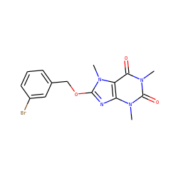 Cn1c(=O)c2c(nc(OCc3cccc(Br)c3)n2C)n(C)c1=O ZINC000045373196