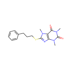 Cn1c(=O)c2c(nc(SCCCc3ccccc3)n2C)n(C)c1=O ZINC000013284721