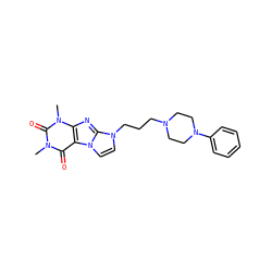 Cn1c(=O)c2c(nc3n(CCCN4CCN(c5ccccc5)CC4)ccn23)n(C)c1=O ZINC000045320086
