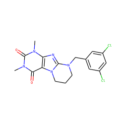 Cn1c(=O)c2c(nc3n2CCCN3Cc2cc(Cl)cc(Cl)c2)n(C)c1=O ZINC000103249946