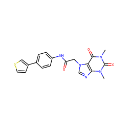 Cn1c(=O)c2c(ncn2CC(=O)Nc2ccc(-c3ccsc3)cc2)n(C)c1=O ZINC000221035965