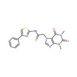 Cn1c(=O)c2c(ncn2CC(=O)Nc2nc(-c3ccccc3)cs2)n(C)c1=O ZINC000000917406