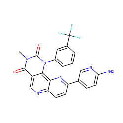 Cn1c(=O)c2cnc3ccc(-c4ccc(N)nc4)nc3c2n(-c2cccc(C(F)(F)F)c2)c1=O ZINC000205648723