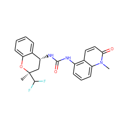 Cn1c(=O)ccc2c(NC(=O)N[C@@H]3C[C@@](C)(C(F)F)Oc4ccccc43)cccc21 ZINC000145718219