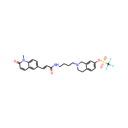 Cn1c(=O)ccc2cc(/C=C/C(=O)NCCCCN3CCc4ccc(OS(=O)(=O)C(F)(F)F)cc4C3)ccc21 ZINC000043683453