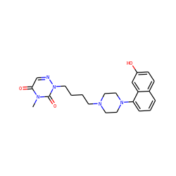 Cn1c(=O)cnn(CCCCN2CCN(c3cccc4ccc(O)cc34)CC2)c1=O ZINC000136730240