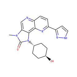 Cn1c(=O)n([C@H]2CC[C@H](O)CC2)c2c3nc(-c4cc[nH]n4)ccc3ncc21 ZINC000261173116