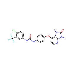 Cn1c(=O)n(C)c2c(Oc3ccc(NC(=O)Nc4ccc(Cl)c(C(F)(F)F)c4)cc3)ccnc21 ZINC000040423705
