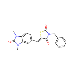 Cn1c(=O)n(C)c2cc(/C=C3\SC(=O)N(Cc4ccccc4)C3=O)ccc21 ZINC000033293951