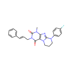 Cn1c(=O)n(C/C=C/c2ccccc2)c(=O)c2c1nc1n2CCCN1c1ccc(F)cc1 ZINC000008462869