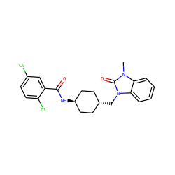 Cn1c(=O)n(C[C@H]2CC[C@H](NC(=O)c3cc(Cl)ccc3Cl)CC2)c2ccccc21 ZINC000653666704