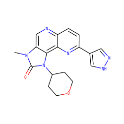 Cn1c(=O)n(C2CCOCC2)c2c3nc(-c4cn[nH]c4)ccc3ncc21 ZINC000118539091