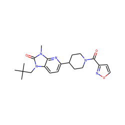 Cn1c(=O)n(CC(C)(C)C)c2ccc(C3CCN(C(=O)c4ccon4)CC3)nc21 ZINC000208802780