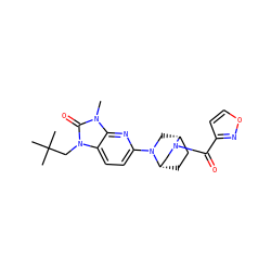 Cn1c(=O)n(CC(C)(C)C)c2ccc(N3C[C@@H]4CC[C@H]3CN4C(=O)c3ccon3)nc21 ZINC000653912904