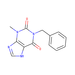 Cn1c(=O)n(Cc2ccccc2)c(=O)c2[nH]cnc21 ZINC000013473616